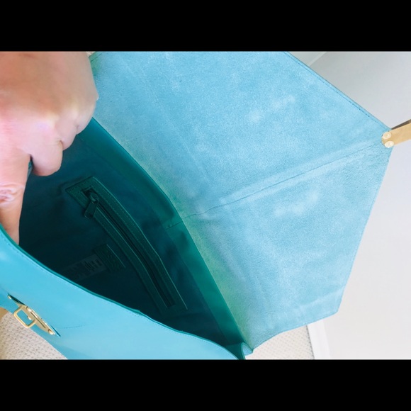 ♥️SOLD♥️ASOS Turquoise Green Leather Clutch Purse - Picture 4 of 4